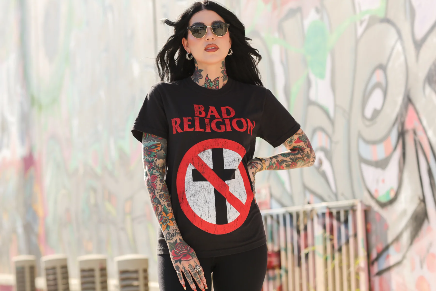 Distressed Big Crossbuster T-Shirt (Black) - Image 2