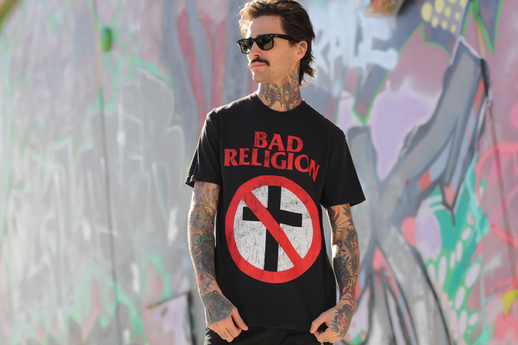 Distressed Big Crossbuster T-Shirt (Black) - Image 3