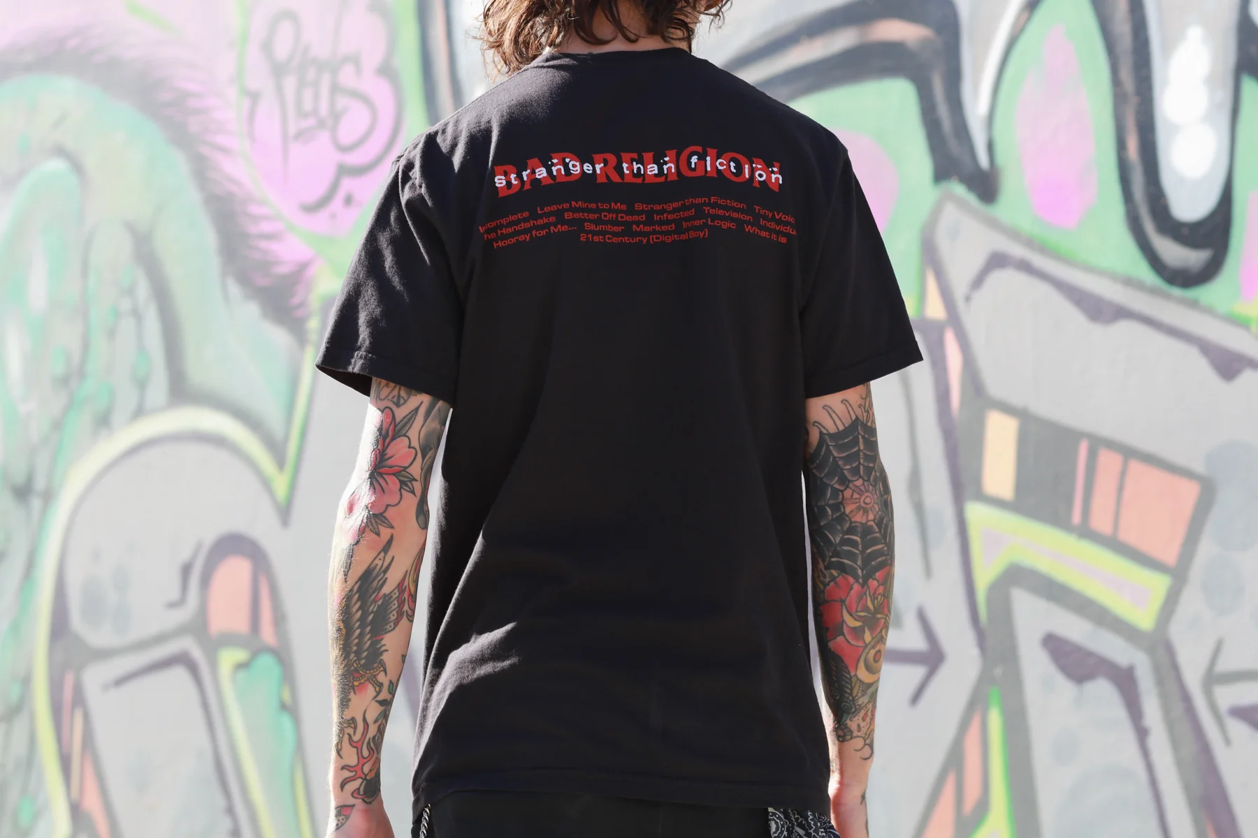 Stranger Than Fiction Collage Track List T-Shirt (Black) - Image 3