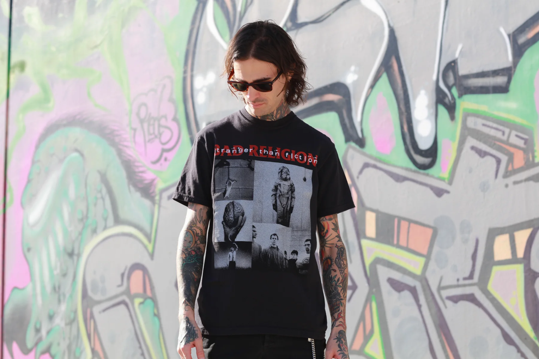Stranger Than Fiction Collage Track List T-Shirt (Black) - Image 4